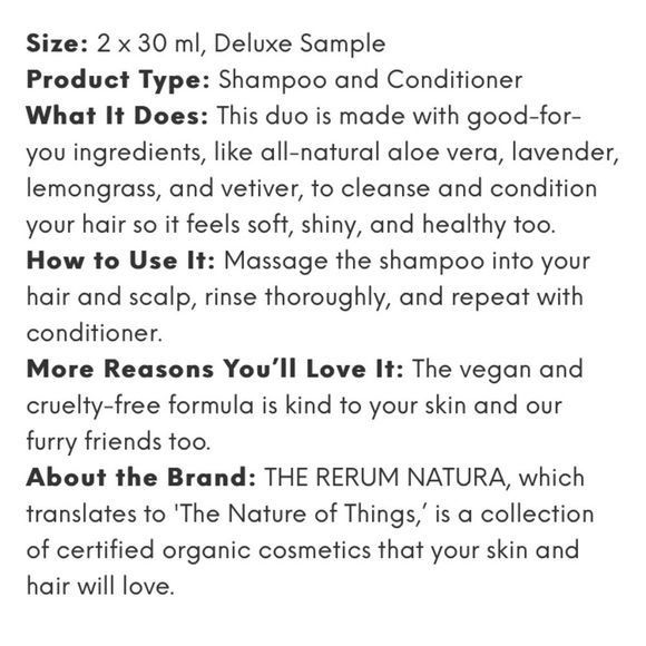 🦋Pick 6/$25 RERUM NATURA
The Shampoo & The Hair Conditioner Travel Set New - Picture 2 of 2
